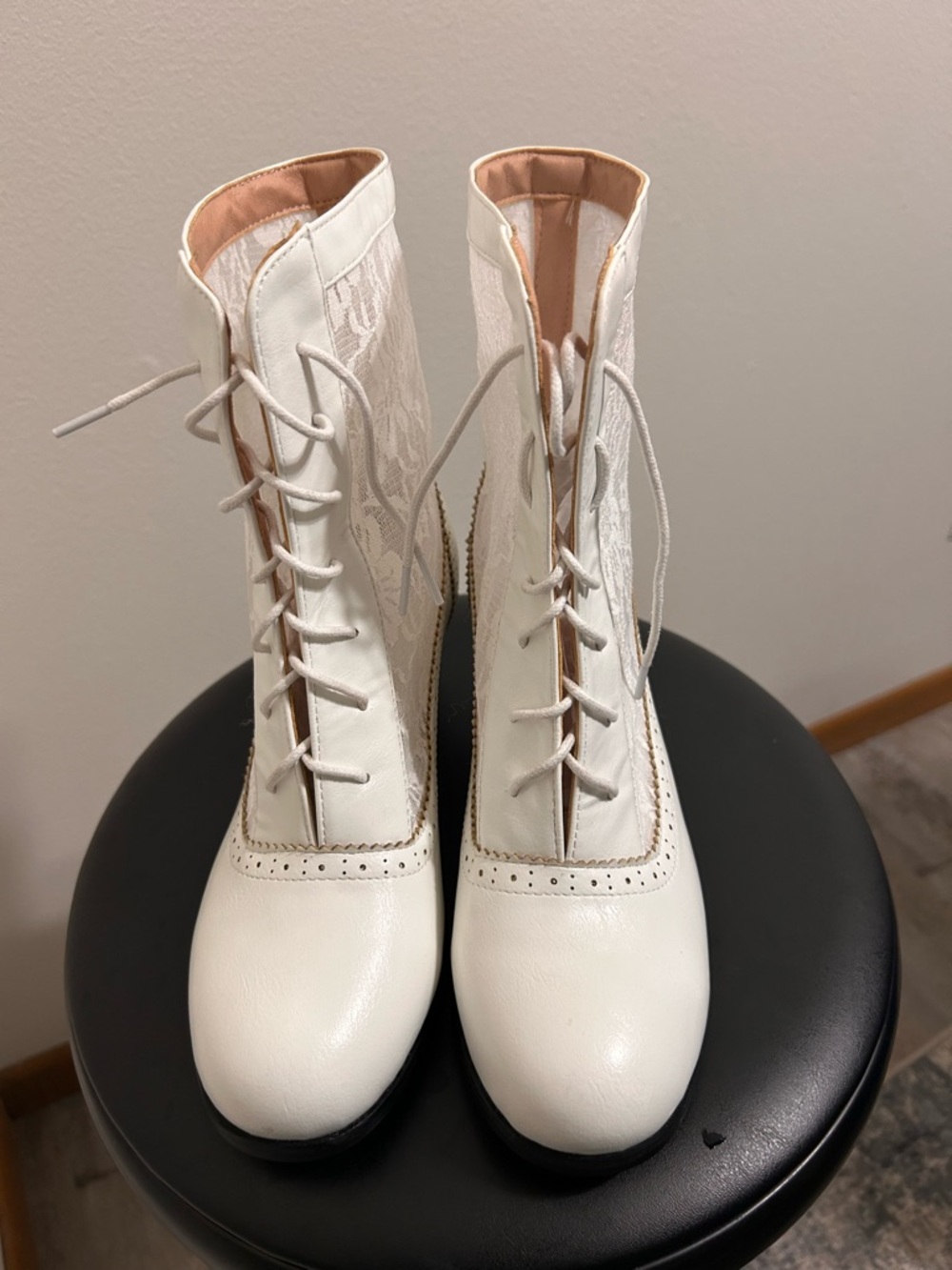 Lace-Up White Women's Ankle Boots